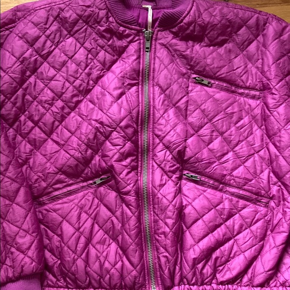 Free People Quilted Purple Women's Jacket - Picture 3 of 5